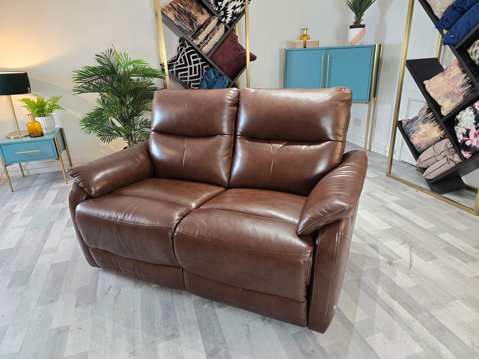 Albion 2 Seater - Manual recliner Leather Sofa - Chocolate