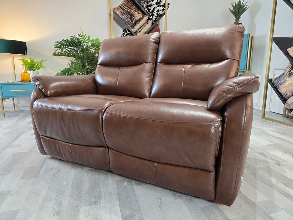 Albion 2 Seater - Manual recliner Leather Sofa - Chocolate