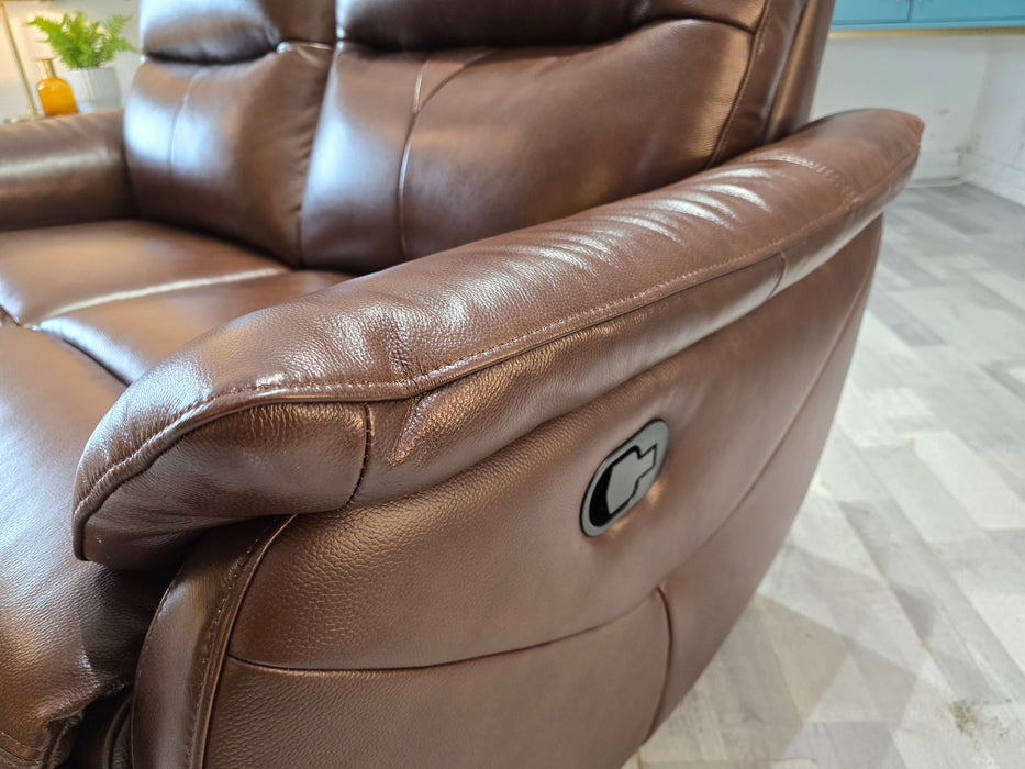 Albion 2 Seater - Manual recliner Leather Sofa - Chocolate