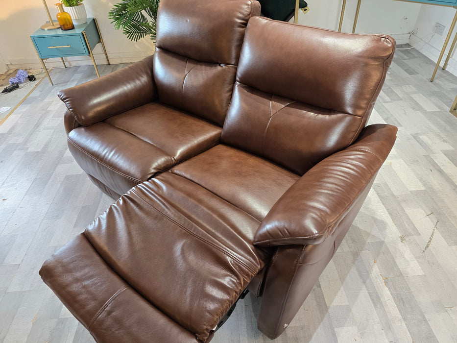 Albion 2 Seater - Manual recliner Leather Sofa - Chocolate