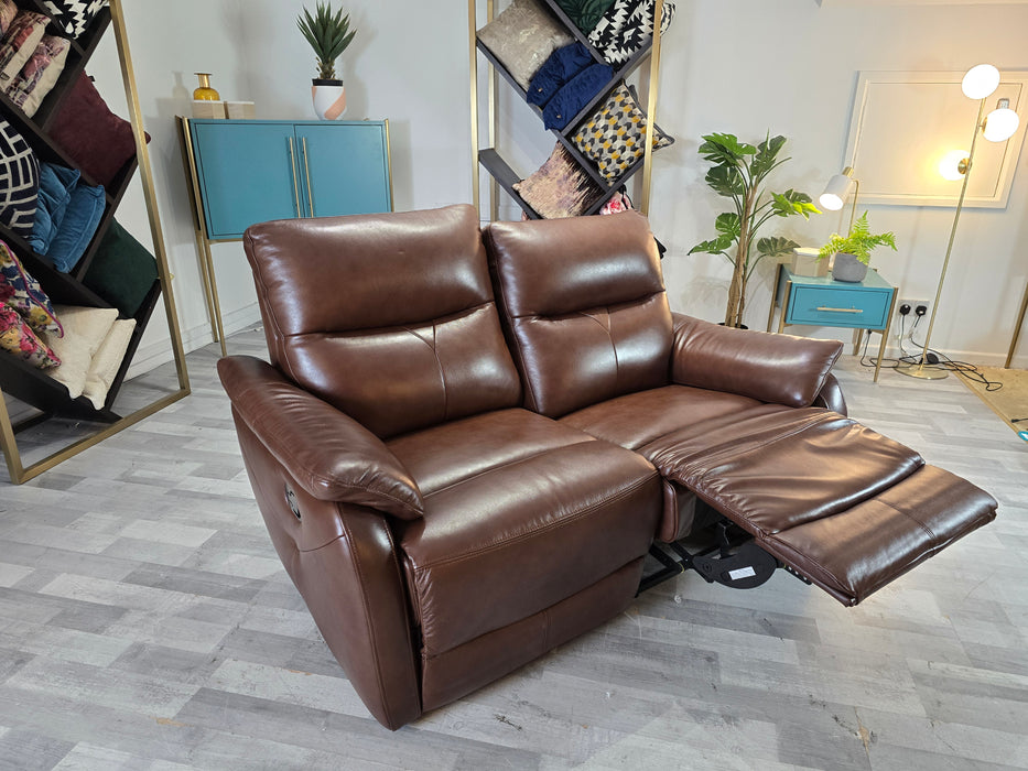 Albion 2 Seater - Manual recliner Leather Sofa - Chocolate