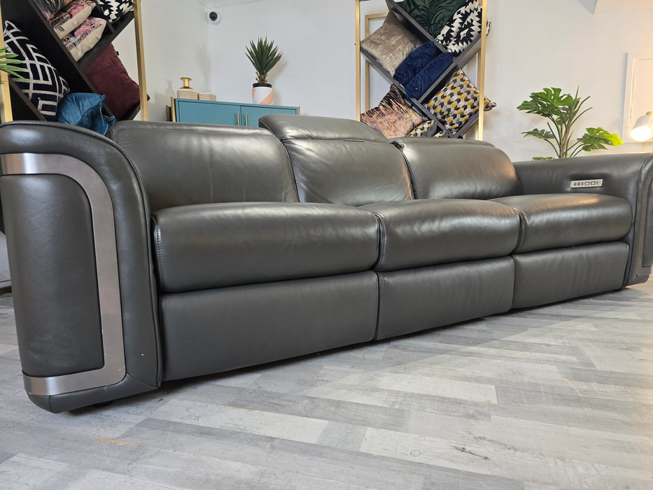 Plaza 3 Seater  - Trusty Embossed Leather Charcoal