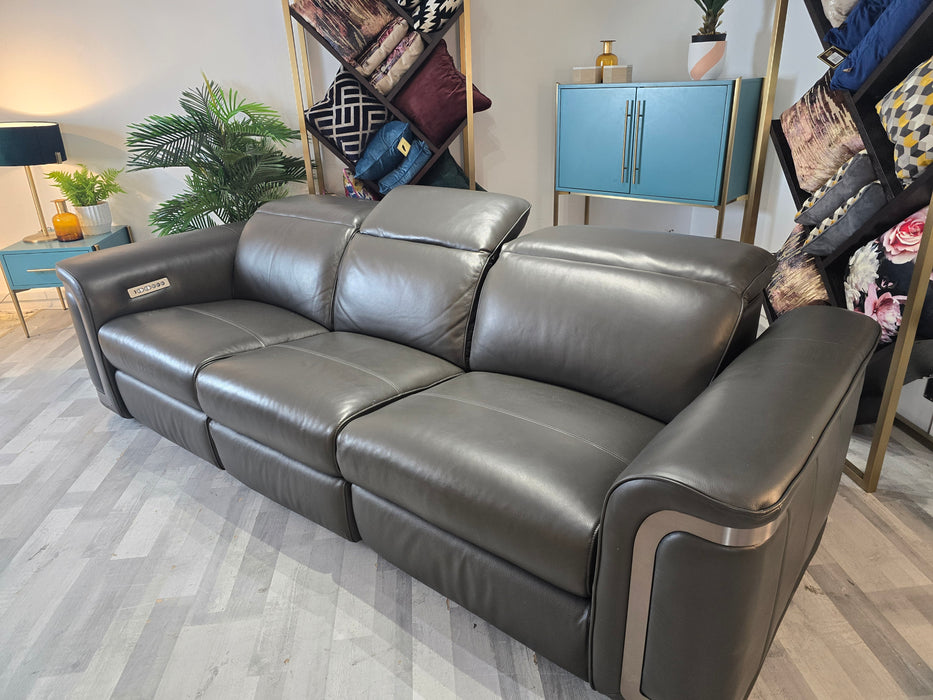 Plaza 3 Seater  - Trusty Embossed Leather Charcoal