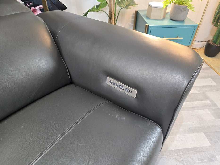 Plaza 3 Seater  - Trusty Embossed Leather Charcoal