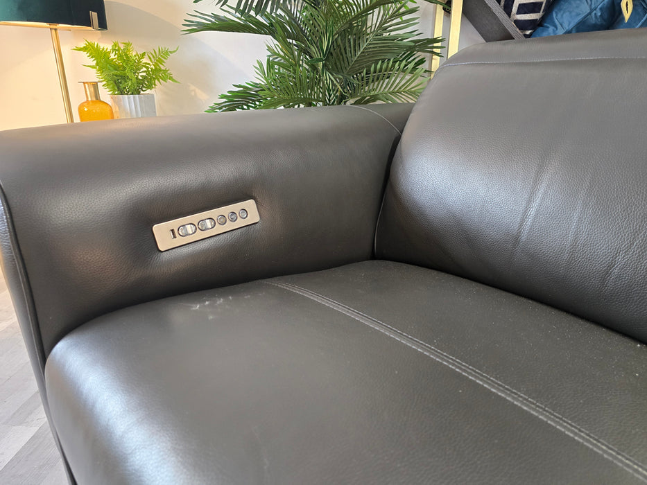 Plaza 3 Seater  - Trusty Embossed Leather Charcoal