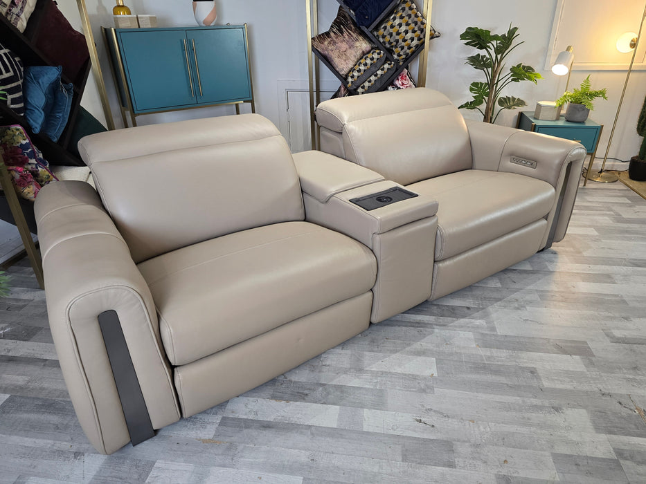 Kingsbridge 2.5 Seater + Console - Trusty Embossed Leather Stone