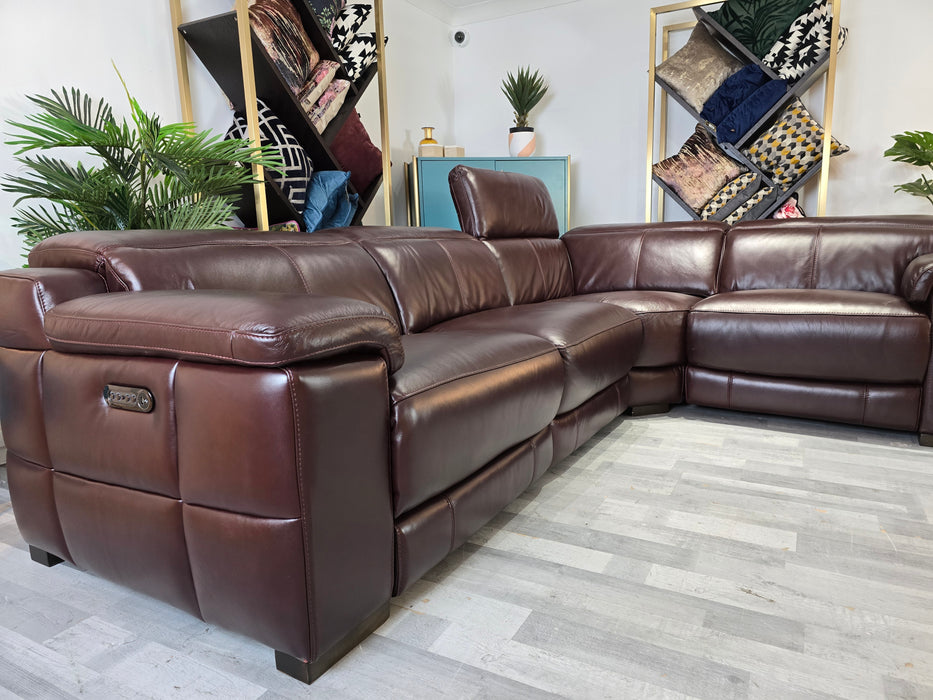 Laurence 3 Corner 1 - Relaxed Embossed Leather Mahogany