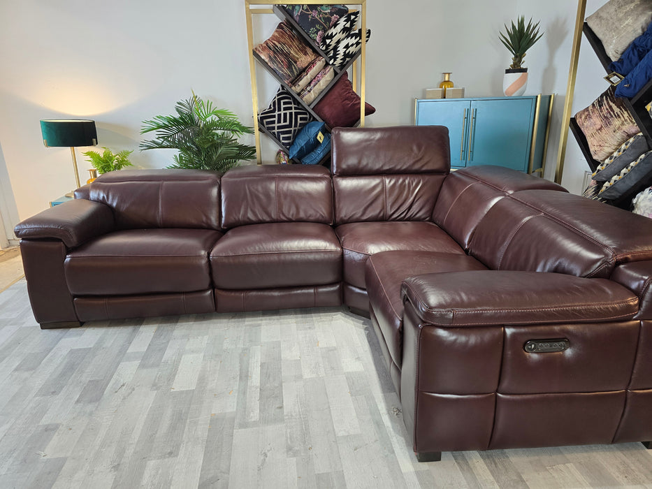 Laurence 3 Corner 1 - Relaxed Embossed Leather Mahogany