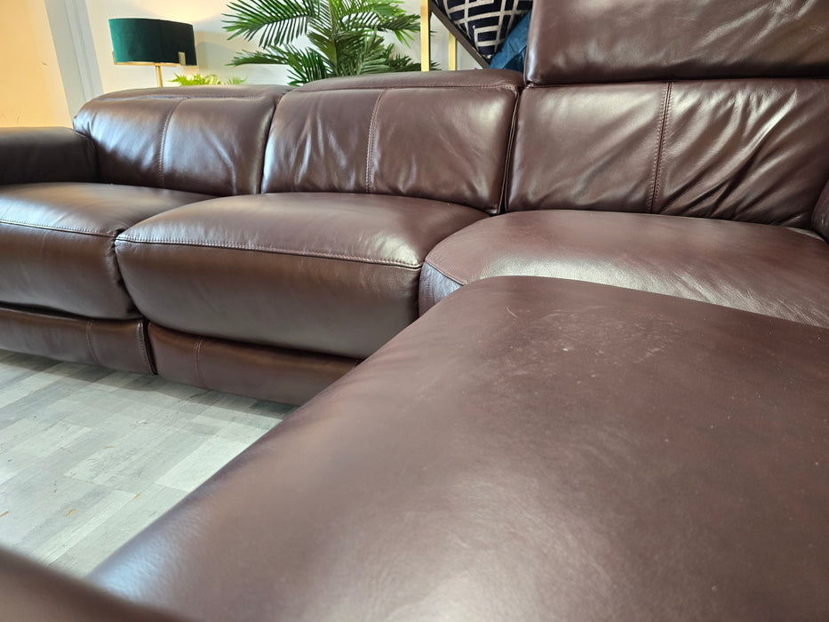 Laurence 3 Corner 1 - Relaxed Embossed Leather Mahogany