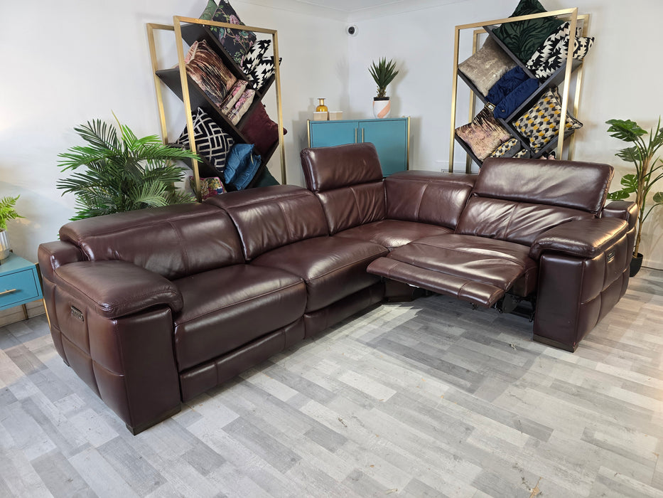 Laurence 3 Corner 1 - Relaxed Embossed Leather Mahogany