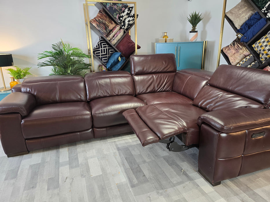 Laurence 3 Corner 1 - Relaxed Embossed Leather Mahogany