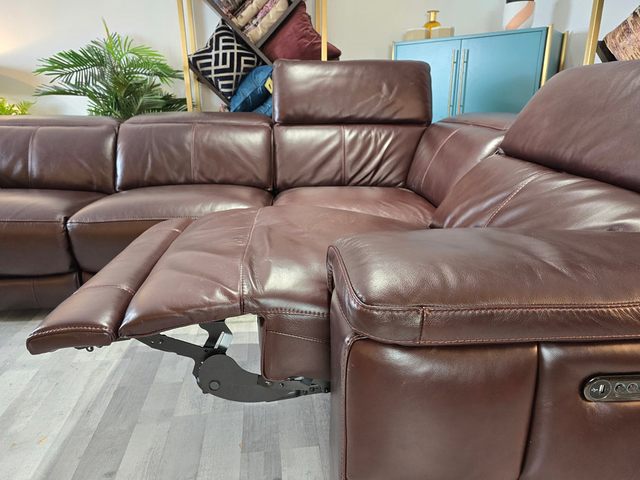 Laurence 3 Corner 1 - Relaxed Embossed Leather Mahogany