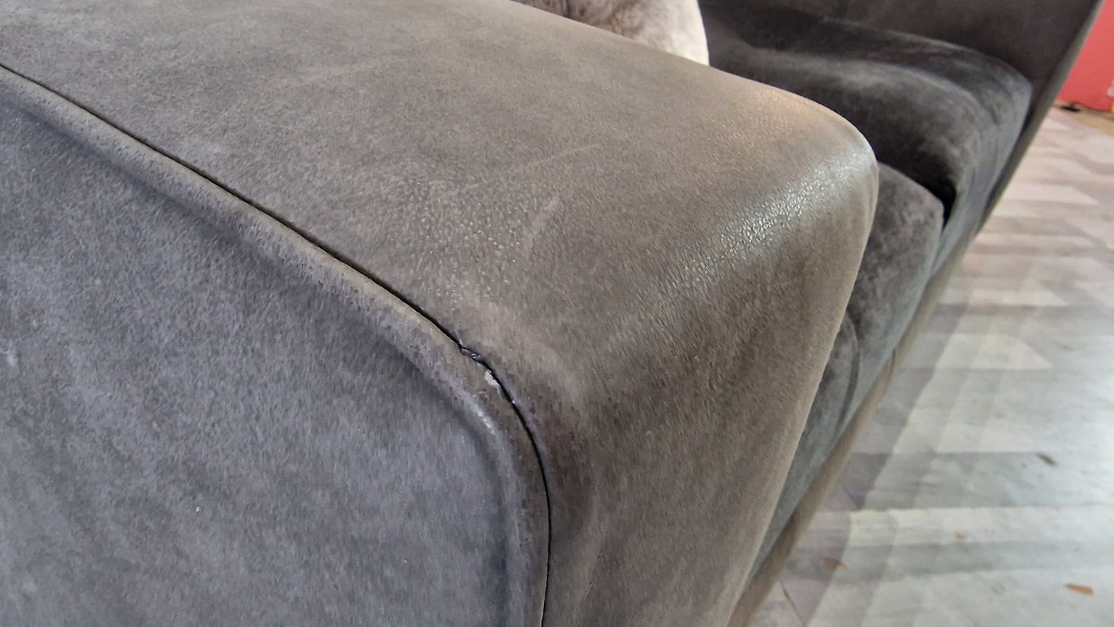 Artisan 2 Seater - Leather/Fabric Sofa - Charcoal/Aston Chenille Anthracite Mix