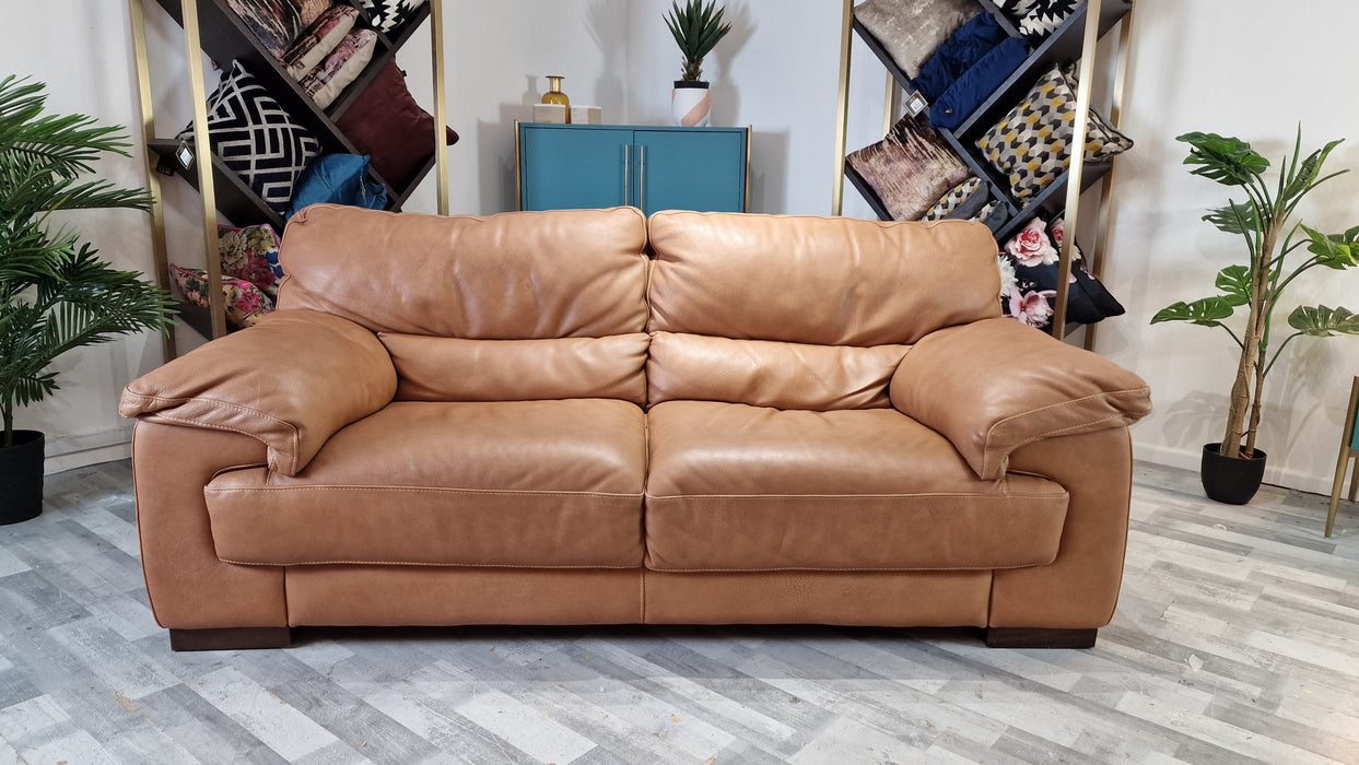 Santino 2 Seater - Leather Sofa - Apollo Tan