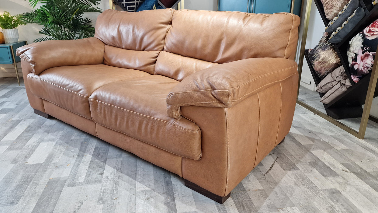 Santino 2 Seater - Leather Sofa - Apollo Tan