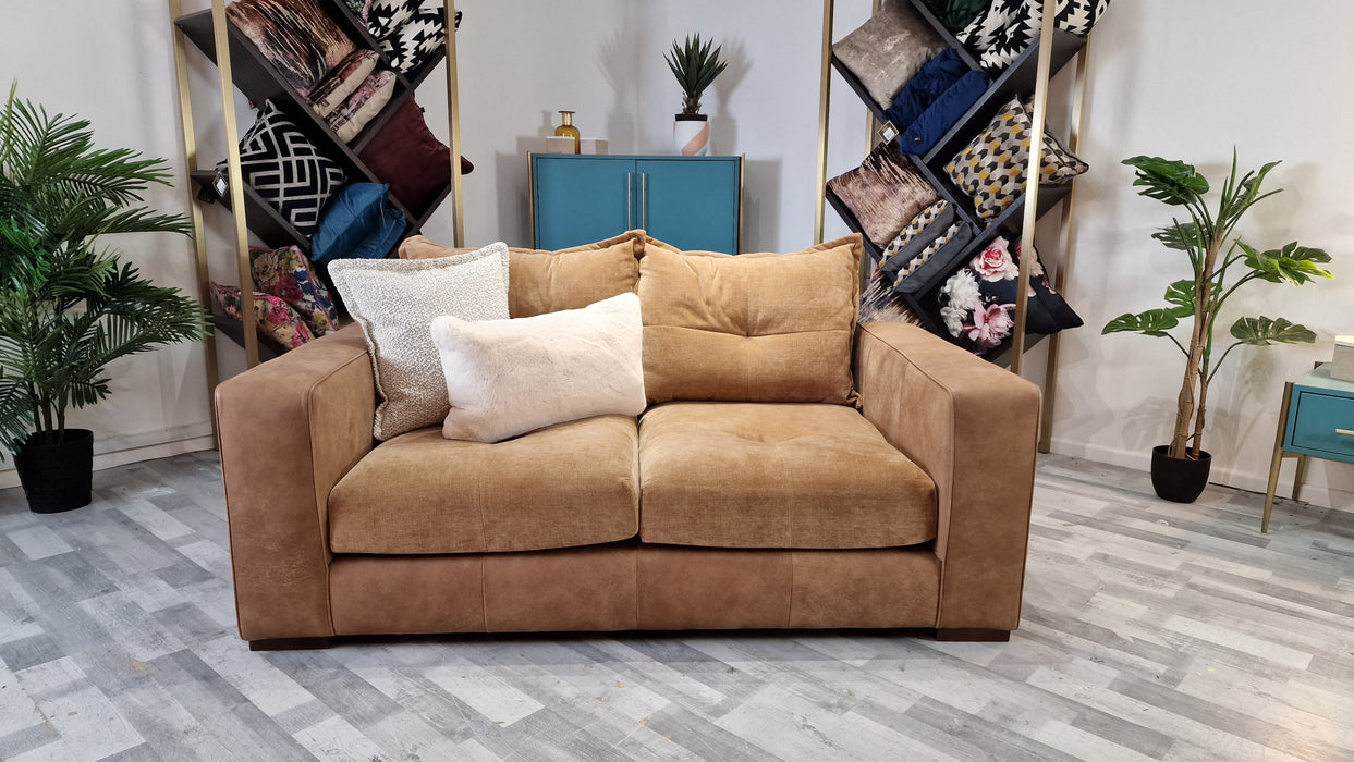 Artisan 2 Seater - Leather/Fabric Sofa - Tan/Natural Mix