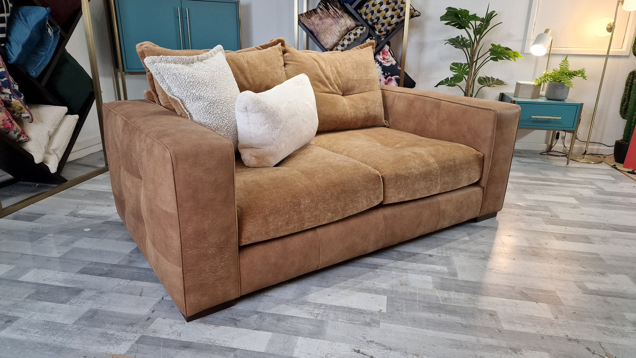 Artisan 2 Seater - Leather/Fabric Sofa - Tan/Natural Mix (J27)