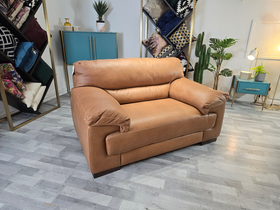 Santino 1.5 Seater - Leather Loveseat - Apollo Tan