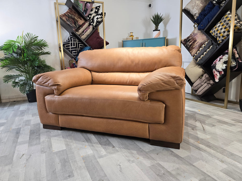 Santino 1.5 Seater - Leather Loveseat - Apollo Tan