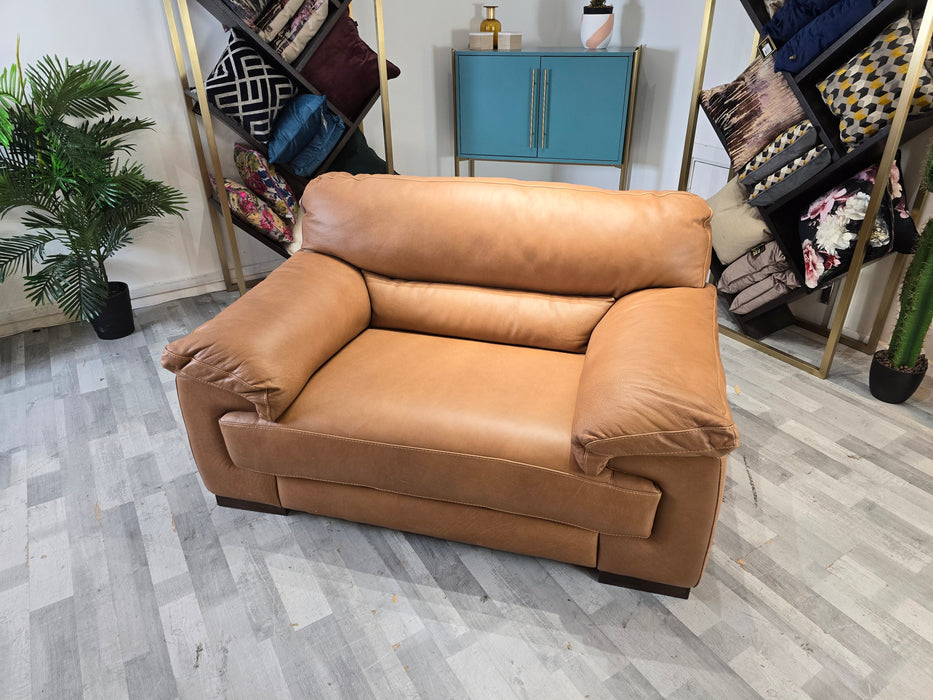 Santino 1.5 Seater - Leather Loveseat - Apollo Tan