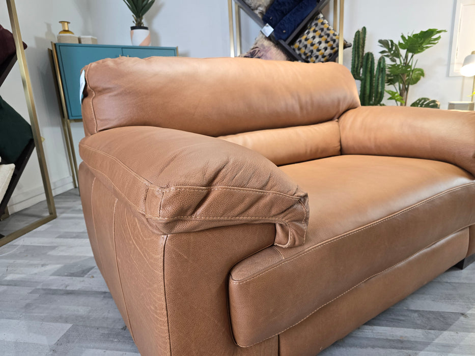 Santino 1.5 Seater - Leather Loveseat - Apollo Tan