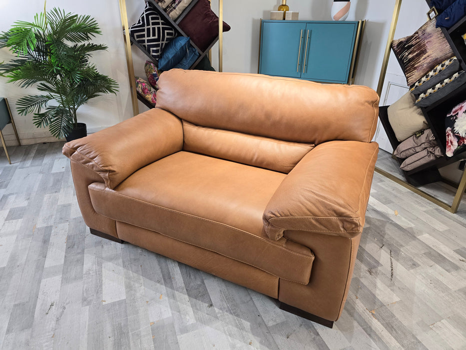 Santino 1.5 Seater - Leather Loveseat - Apollo Tan