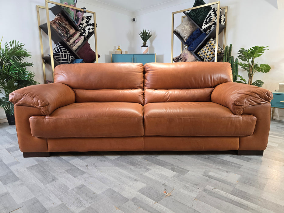 Santino 3 Seater - Leather Sofa - Indiana Tan