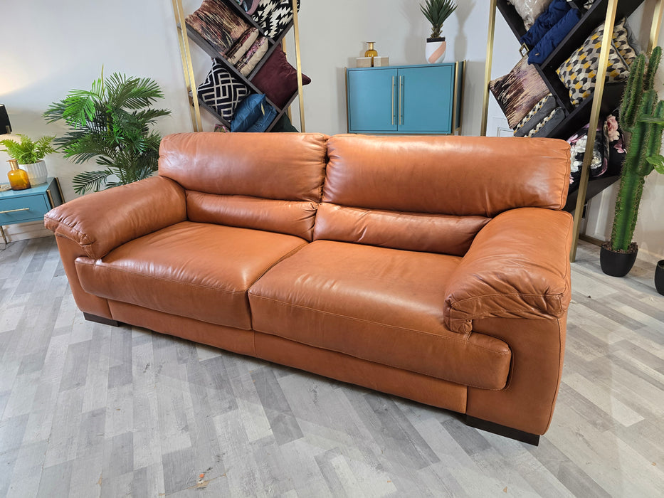 Santino 3 Seater - Leather Sofa - Indiana Tan