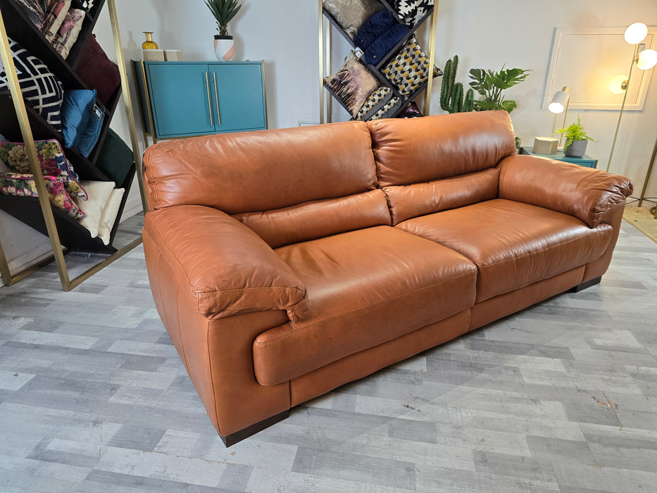 Santino 3 Seater - Leather Sofa - Indiana Tan