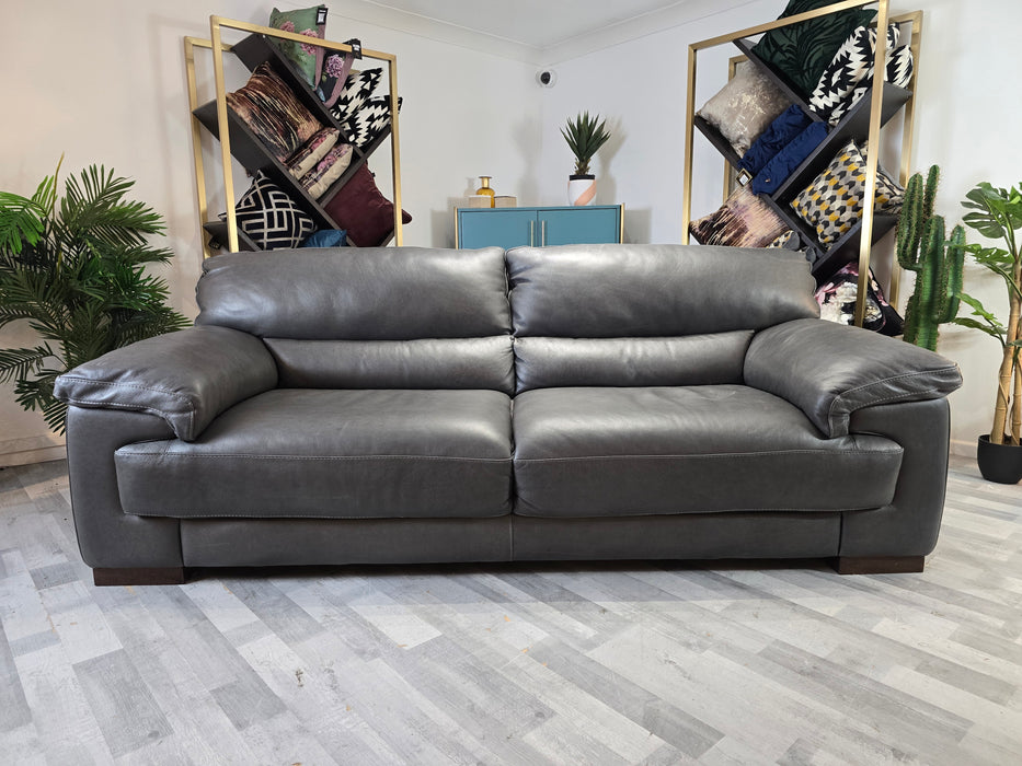 Santino 3 Seater - Leather Sofa - Apollo Grey