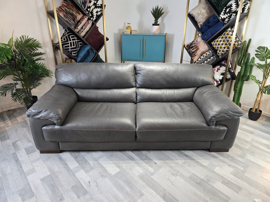 Santino 3 Seater - Leather Sofa - Apollo Grey