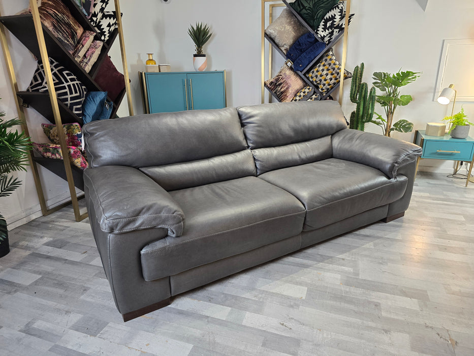 Santino 3 Seater - Leather Sofa - Apollo Grey