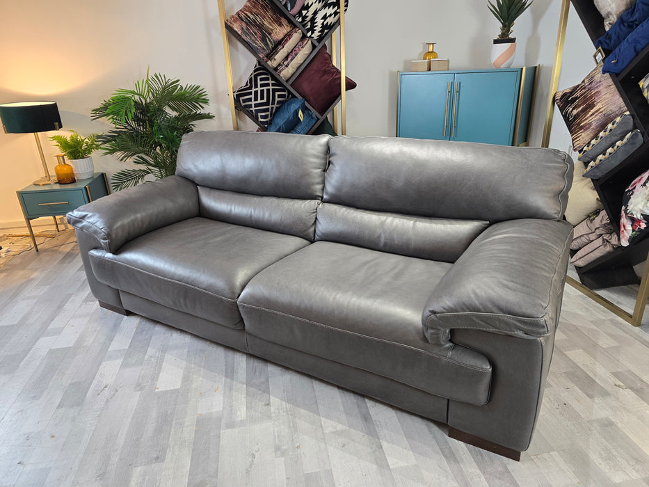 Santino 3 Seater - Leather Sofa - Apollo Grey