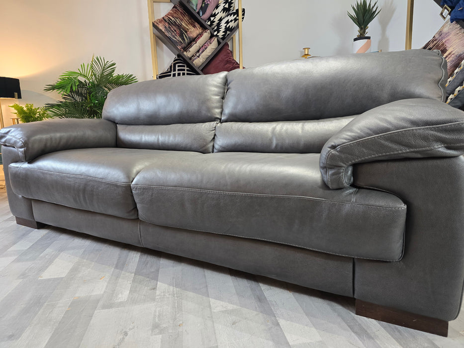 Santino 3 Seater - Leather Sofa - Apollo Grey