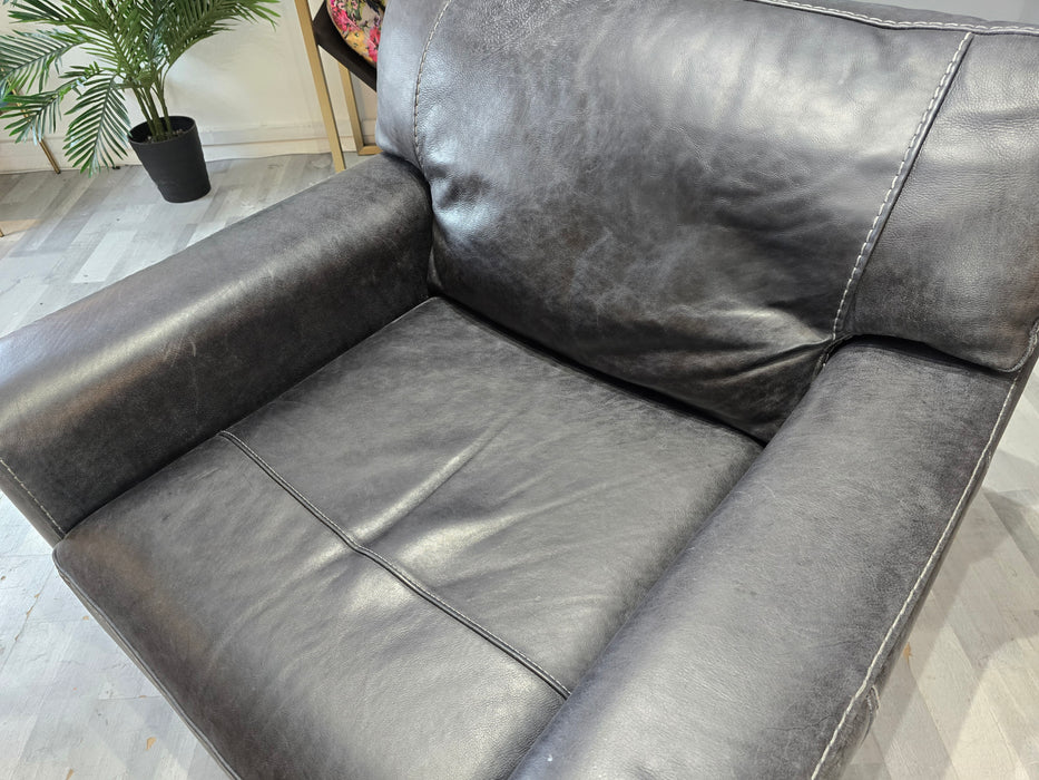 Linara 1 Seater - Leather Chair - Utah Grey