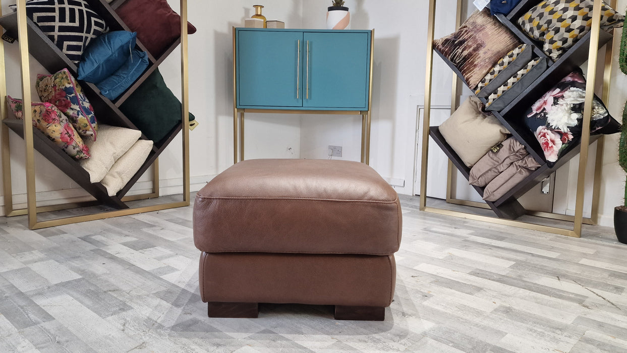 Santino Footstool - Leather - Apollo Marrone