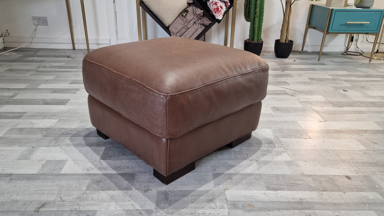 Santino Footstool - Leather - Apollo Marrone