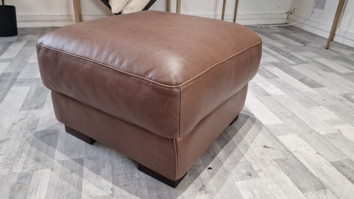 Santino Footstool - Leather - Apollo Marrone