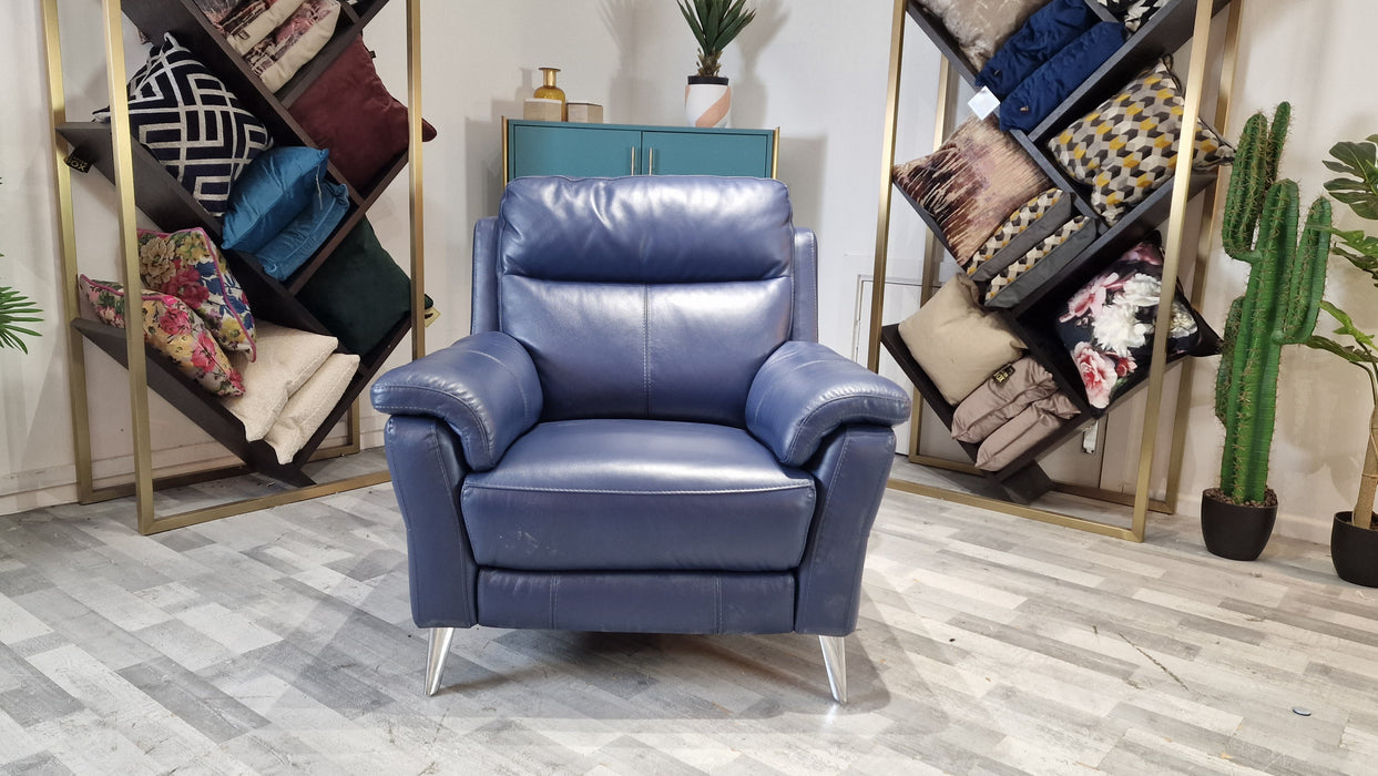 Lucca 1 Seater - Leather Chair - Le Mans Denim