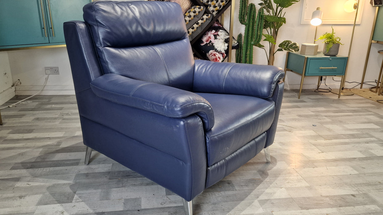 Lucca 1 Seater - Leather Chair - Le Mans Denim