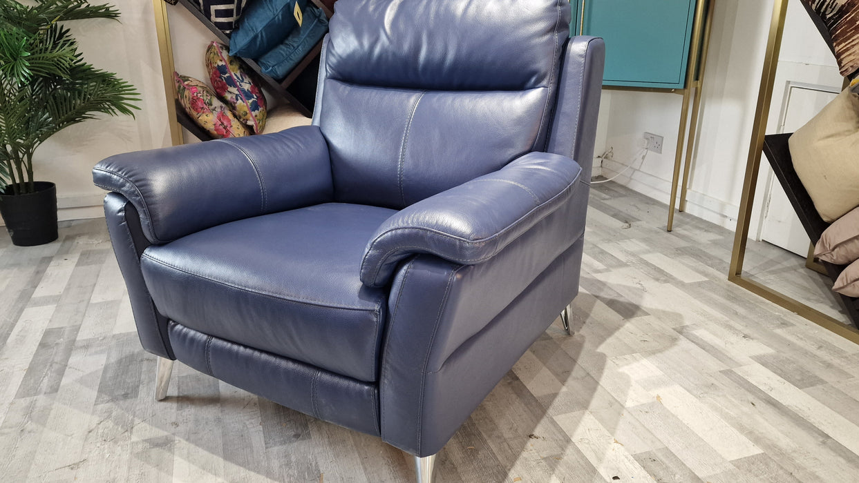 Lucca 1 Seater - Leather Chair - Le Mans Denim