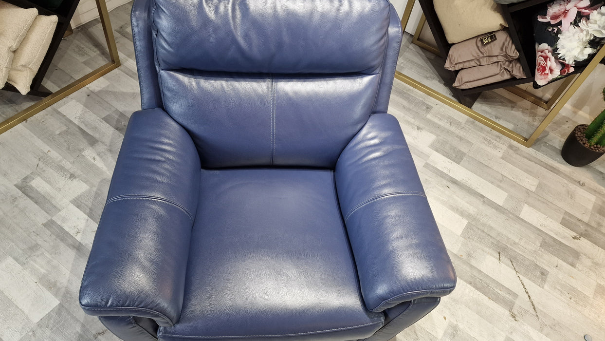 Lucca 1 Seater - Leather Chair - Le Mans Denim