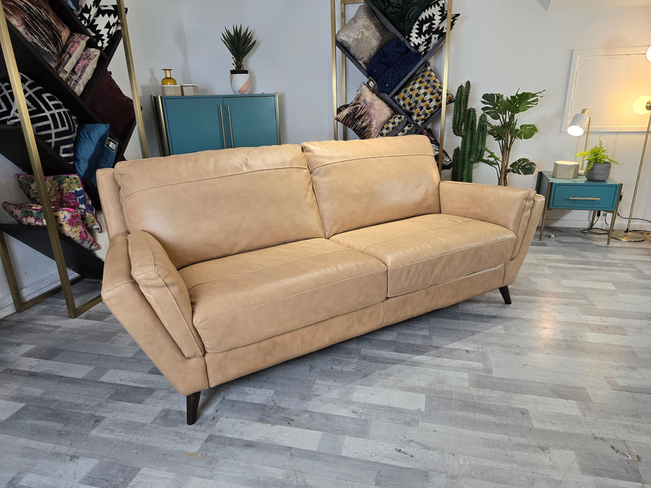 Fellini 3 Seat - Leather Sofa - Hampshire Buff