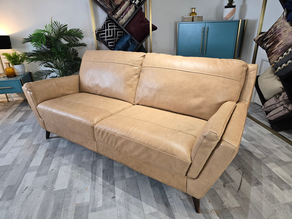 Fellini 3 Seat - Leather Sofa - Hampshire Buff