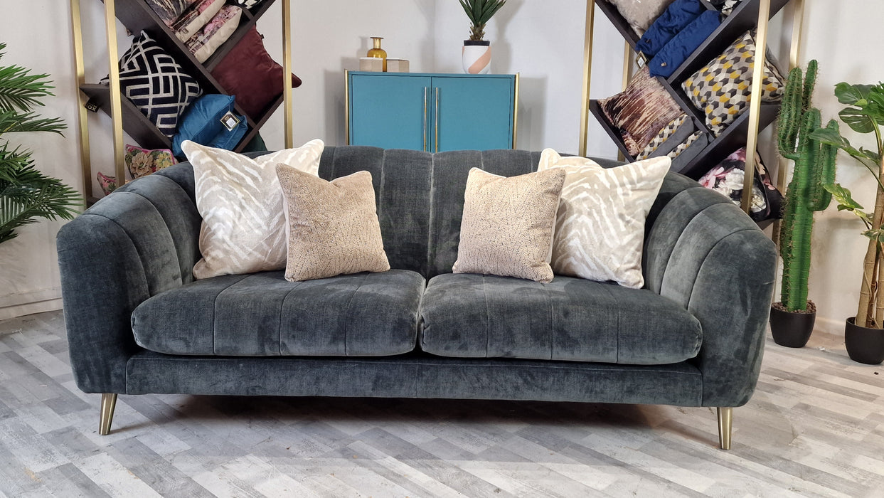 Opulent 3 Seater - Fabric Sofa - Manolo Slate Luxe Mix