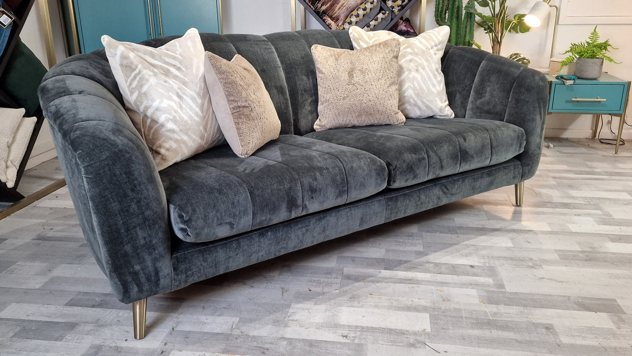 Opulent 3 Seater - Fabric Sofa - Manolo Slate Luxe Mix