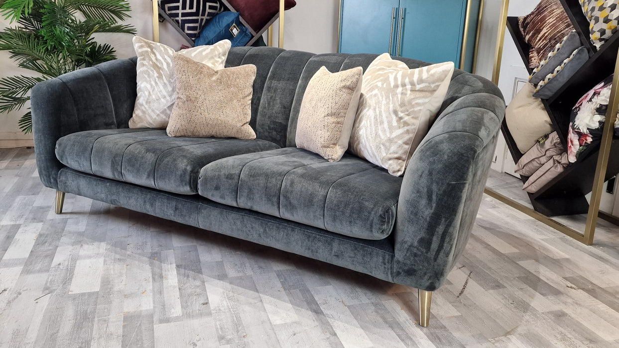 Opulent 3 Seater - Fabric Sofa - Manolo Slate Luxe Mix