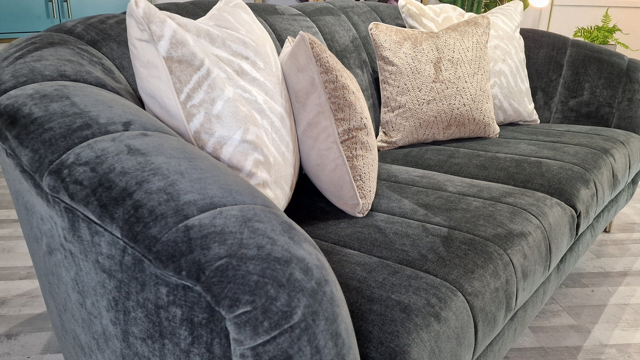 Opulent 3 Seater - Fabric Sofa - Manolo Slate Luxe Mix