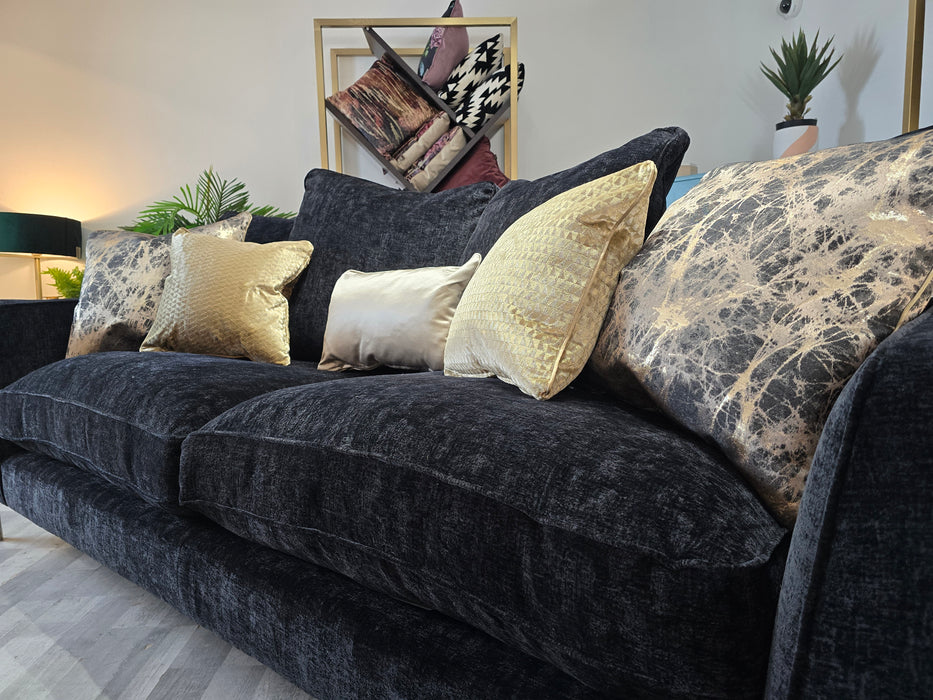 Rococo 4 Seater - Fabric Sofa - Verbier Black Mix