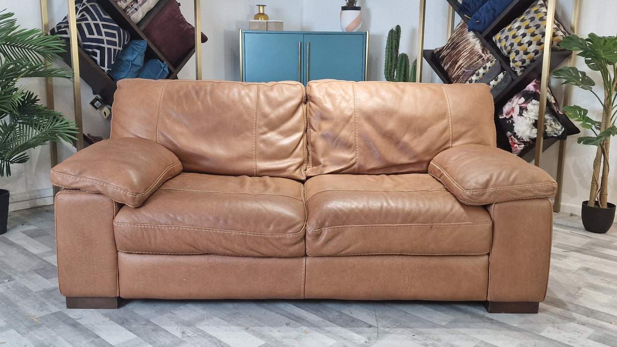 Linara 2 Seater - Leather Sofa - Apollo Tan